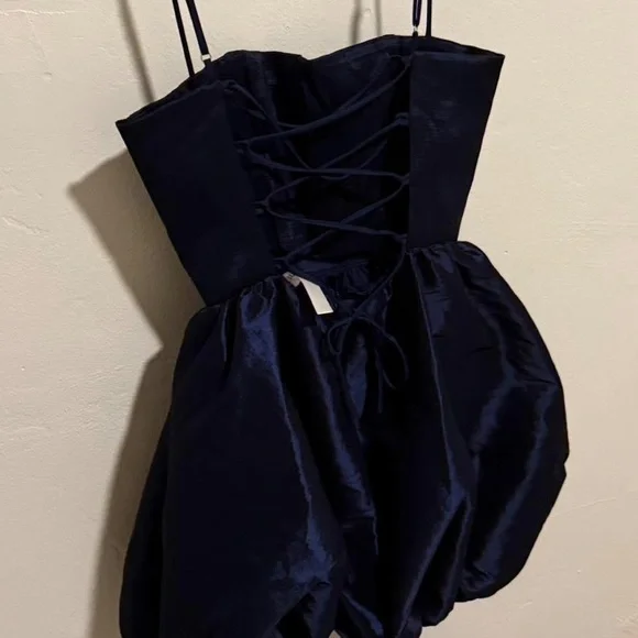 Lucy in the Sky Sold Out Navy Blue Bubble Hem Mini Dress / Occasion/Homecoming - Picture 3 of 4